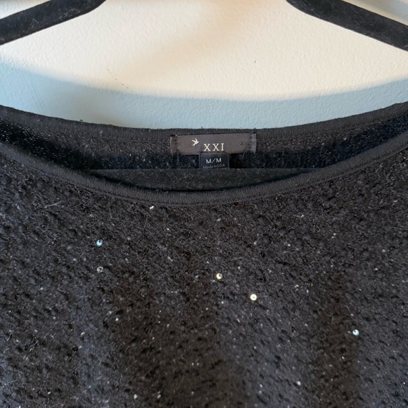 XXI Sparkle Sequin Sweater Top Tight Waist Band - Picture 2 of 7